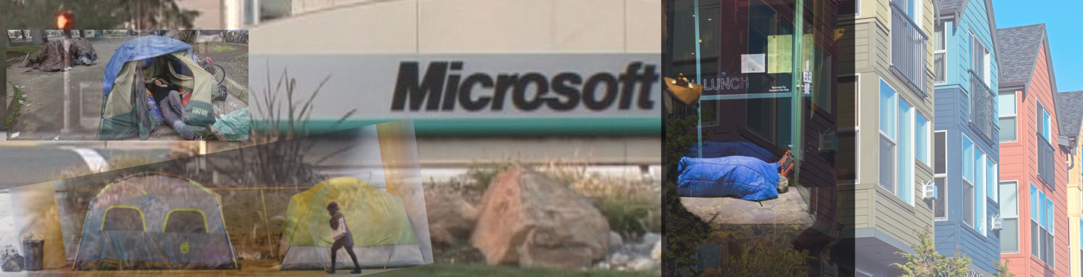 Tents outside a Microsoft office